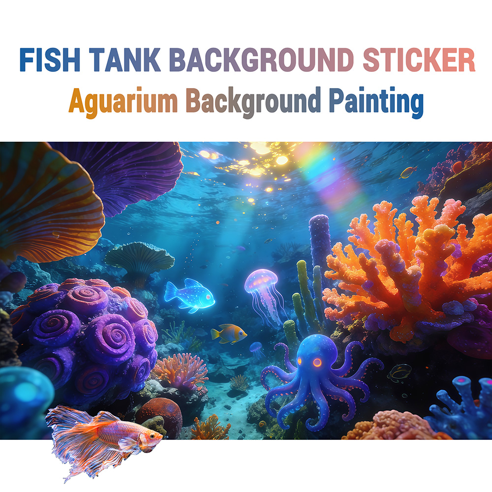 Aquarium Fish World - De onderwaterwereld onder het regenbooglicht, aquariumstickers,