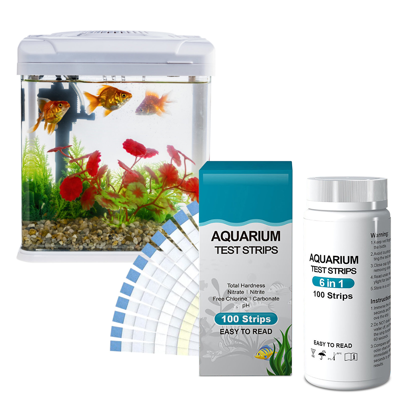 Aquarium Fish In Pond - 100 stks 6-in-1 Waterkwaliteit Teststrips Kit
