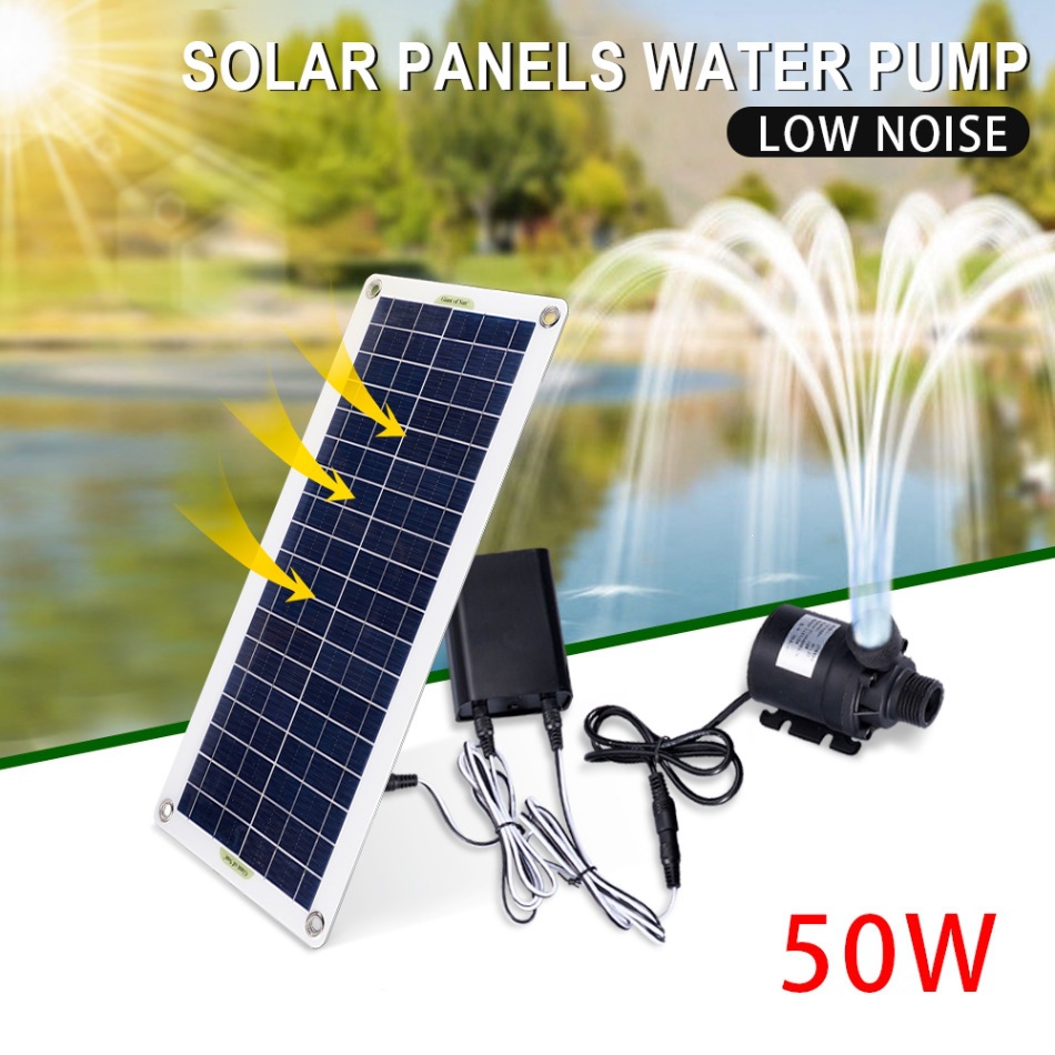 Aquarium Fish In Pond - 50W Zonne-energie Waterpomp Set Geluidsarme DC